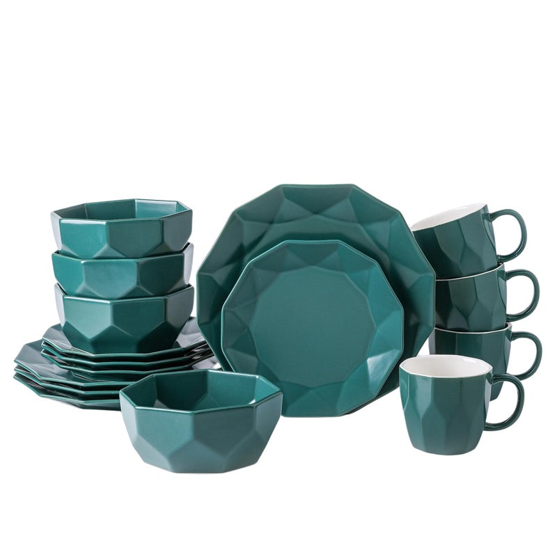 Stone Lain Stone  Lain Jamie Porcelain 16Piece Geometric Dinnerware Set Green