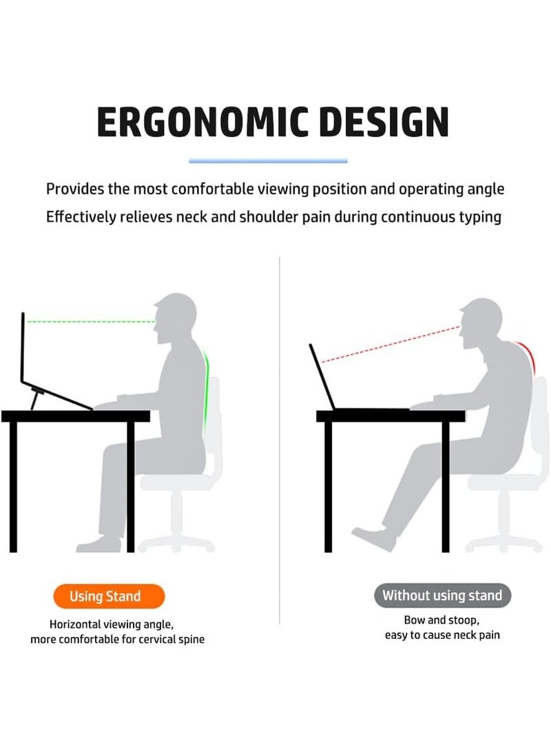 2PCS Zinc Alloy Mini Foldable Laptop Stand, Portable Computer Keyboard Riser with 2 Adjustable Angles, Self-Adhesive Invisible Notebook Stand and Keyboard Lift for Desk (Black) - Image 2