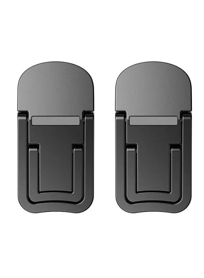 2PCS Zinc Alloy Mini Foldable Laptop Stand, Portable Computer Keyboard Riser with 2 Adjustable Angles, Self-Adhesive Invisible Notebook Stand and Keyboard Lift for Desk (Black) - Image 1