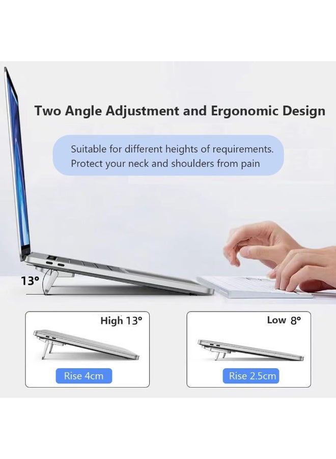 2PCS Zinc Alloy Mini Foldable Laptop Stand, Portable Computer Keyboard Riser with 2 Adjustable Angles, Self-Adhesive Invisible Notebook Stand and Keyboard Lift for Desk (Black) - Image 5
