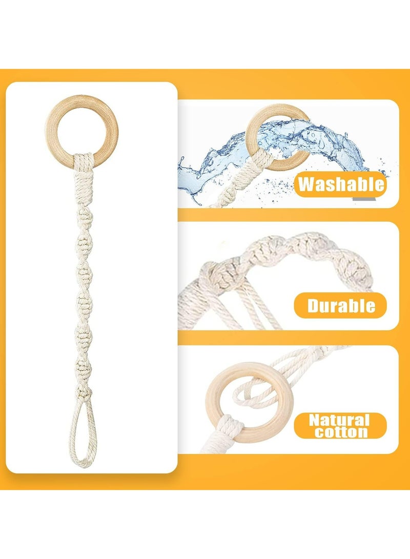 CMGTYYD. موسعات تعليق النباتات، 6 قطع من حبال تعليق النباتات من المكرامية مع حلقات خشبية زخرفية، سلاسل تمديد قوية ومتينة للأواني والسلال الداخلية والخارجية - Image 2