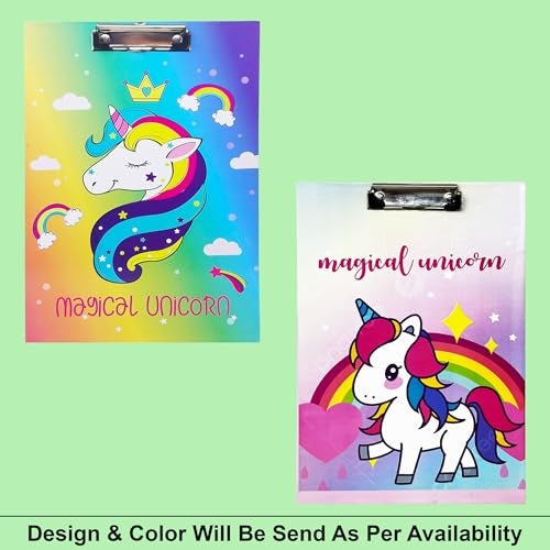PARTEET Cardboard Standard A4 Letter Size for Students, Teacher, Woman and Kids, Low Profile Clip, Decorative Clipboards, Cute Clipboard Unicorn Pattern, Size 9" x 14" - Image 2