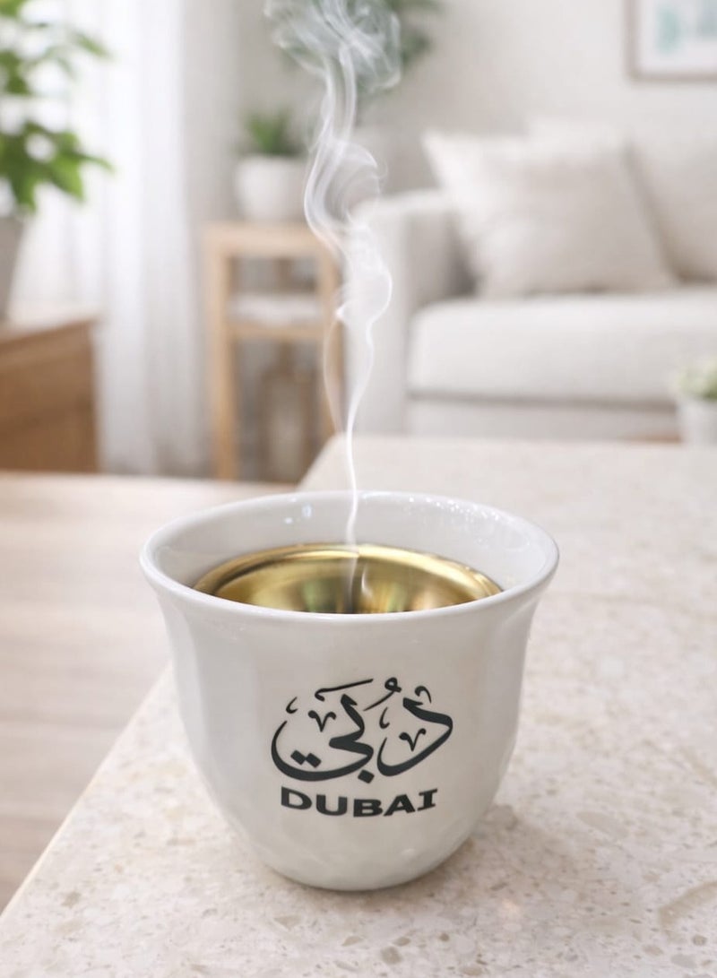 رادین مبخرة بخور دبي - كوب سيراميك أنيق - حامل عطر منزلي عربي أنيق مع تأثير الدخان - Image 1