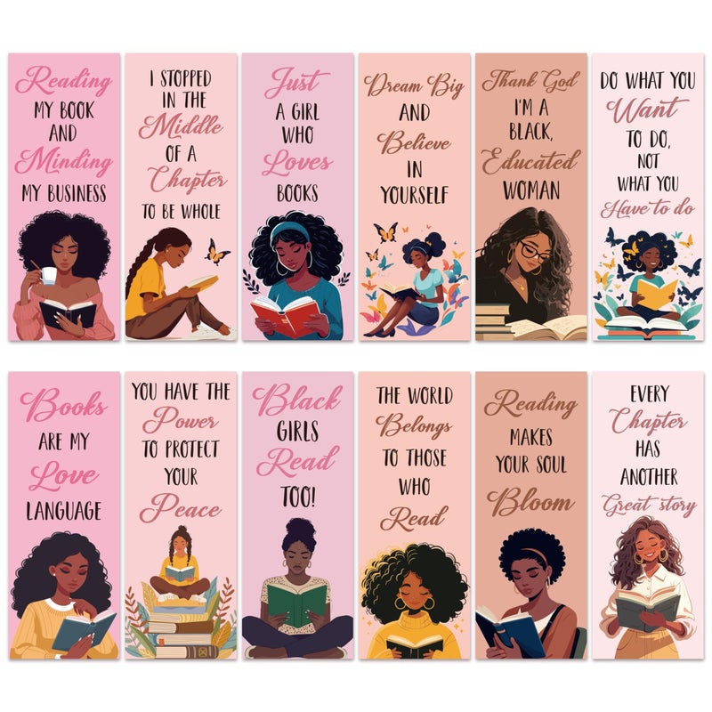 Laffact Book Tracker Bookmarks for Black Girls Women, 120Pcs African Americans Paper Bookmarks Bulk, 6.1â€Ã—2.4â€ Double-Sided Reading Page Marker, Bookish Gifts for Book Lover School Library Supplies - Image 1