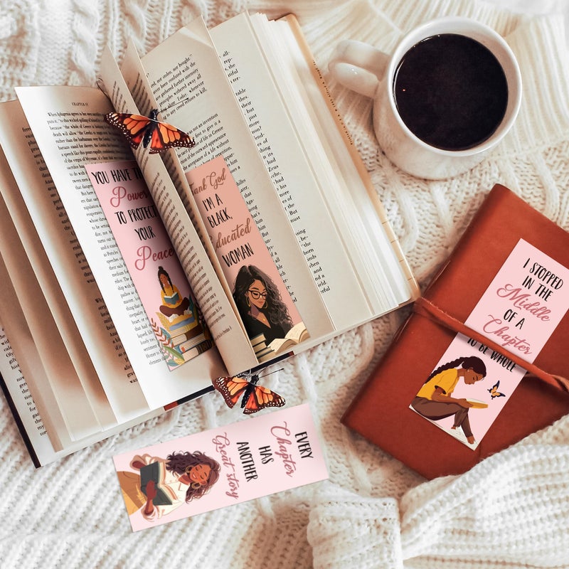 Laffact Book Tracker Bookmarks for Black Girls Women, 120Pcs African Americans Paper Bookmarks Bulk, 6.1â€Ã—2.4â€ Double-Sided Reading Page Marker, Bookish Gifts for Book Lover School Library Supplies - Image 4
