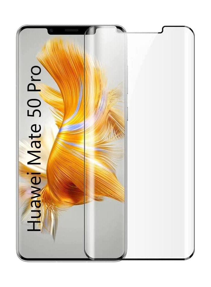 Huawei Mate 50 Pro 9D Curved Screen Protector,9D Full Coverage HD Clear Anti-Scratch Easy Installation Case Friendly Screen Tempered Glass for Mate 50 Pro 2022 Black