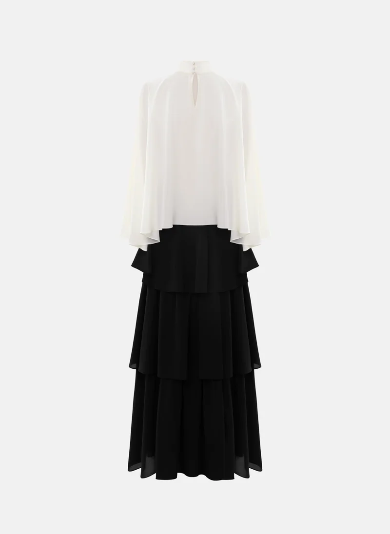 Lichi  Maxi dress with contrasting cape and tiered skirt for Women | Best Price UAE