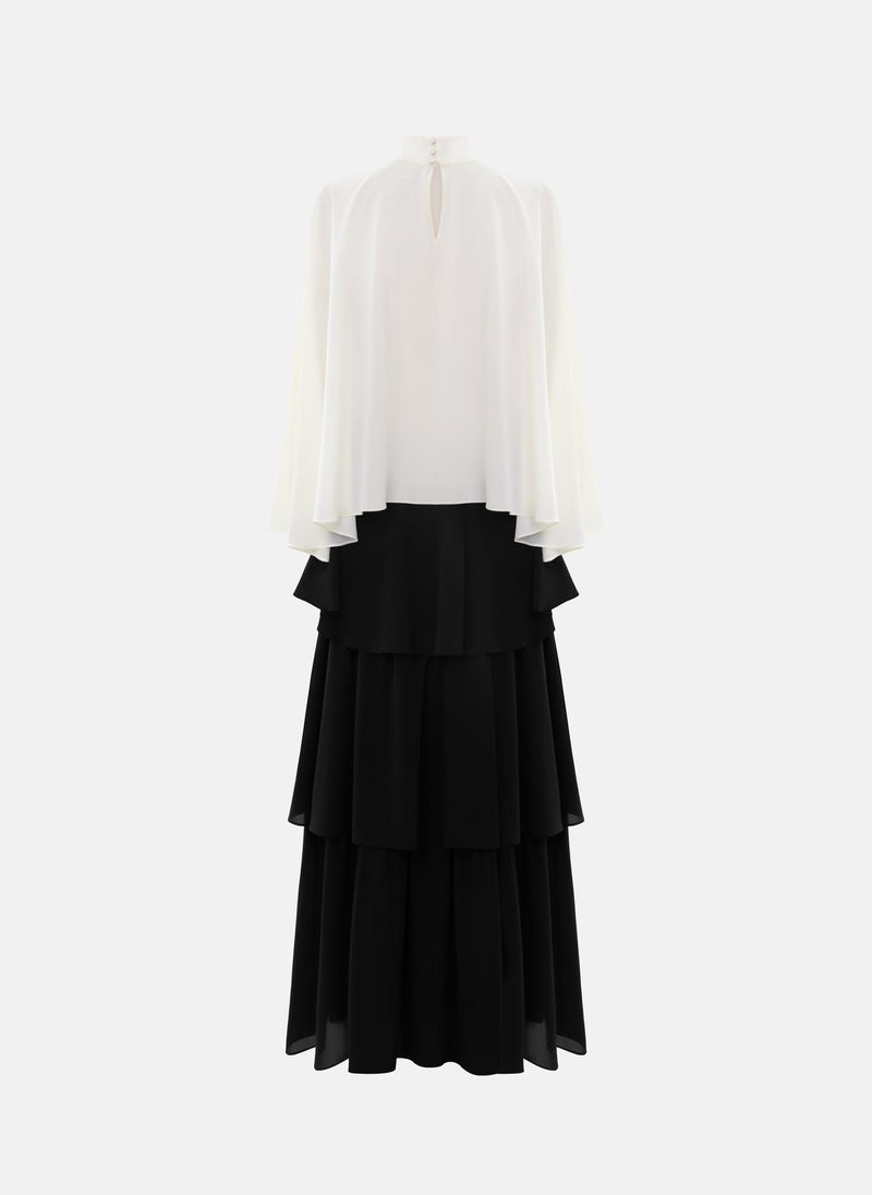 Lichi Maxi dress with contrasting cape and tiered skirt - Image 3