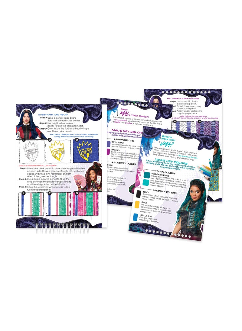 Make It Real Disney Descendants 3 Fashion Design Sketchbook for Girls - Create Outfits with Evie & More, Includes Stencils, Stickers, Design Guide - Gift for Kids Ages 6+, Develops Real-World Skills Make it Real  - Image 3