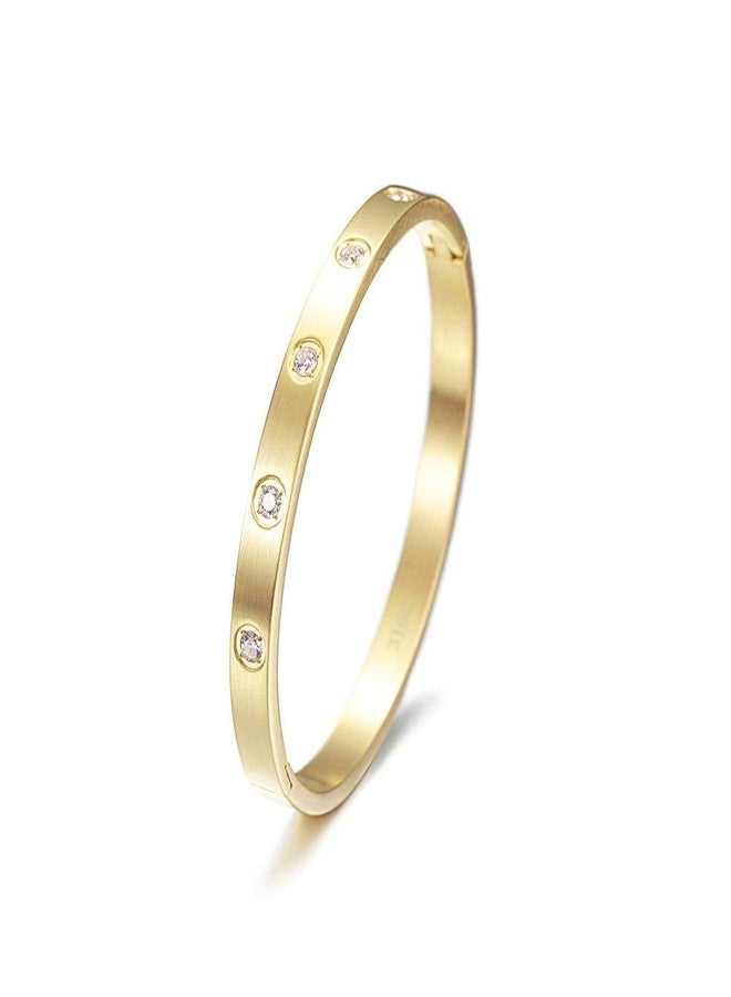 CIUNOFOR Gold filled Bracelet Bangle with Cubic Zirconia Stones Stainless Steel Hinged Jewelry with Crystal Oval Bangle for Women and Men Adult Jewelry - Image 1