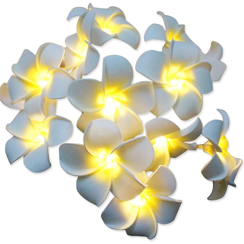 AceList Hawaiian Luau Party Decorations 20 LED Foam Plumeria String Light for Wedding Beach Party