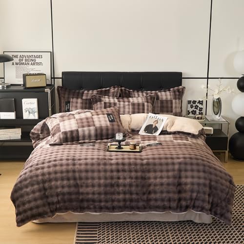 PAJEO King Size Duvet Cover Set,Double Sided Fluffy Duvet Cover,Super Soft Fuzzy Rabbit Hair & Smooth Milk Winter Duvet Cover & 1 Pillow Sham 104"×90",Ultra Warm Cozy Bedding for All-Season Comfort - Image 5