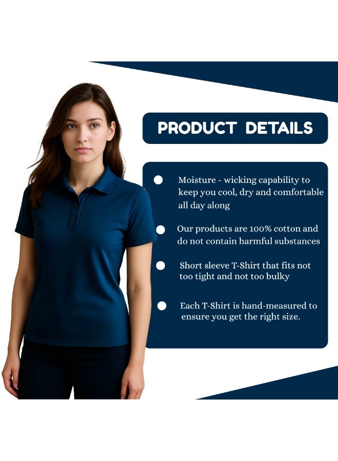 برينت شوب فور مي تي شيرت بولو نسائي من Interlock بقصّة عادية وأكمام قصيرة من القطن الخالص، 220 جرام لكل متر مربع، ألوان أساسية - Image 3