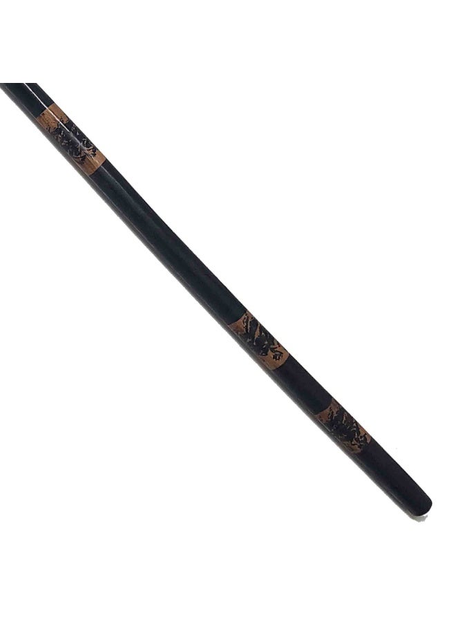 Generic Wooden cane with black and brown engraved plastic handle - Image 3