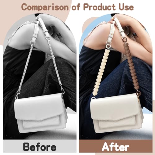 ZLSPTK 2Pcs Purse Extender Chain Heart Bag Extender Chain Brown Purse Strap Extenders Beige Purses Strap Replacement Crossbody Cute Bags Accessories for Women Bag Charms for Handbags Tote Bags Purses Making - Image 4
