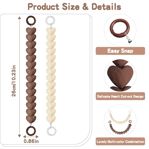 ZLSPTK 2Pcs Purse Extender Chain Heart Bag Extender Chain Brown Purse Strap Extenders Beige Purses Strap Replacement Crossbody Cute Bags Accessories for Women Bag Charms for Handbags Tote Bags Purses Making - Image 5