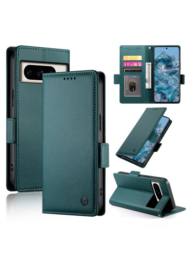 Green Tiger Case For Google Pixel 8 Pro Side Buckle Magnetic Frosted Leather Phone Case - Image 1