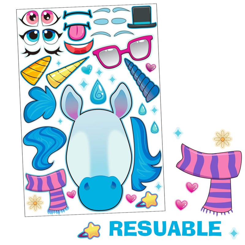 JOYIN 36PCS 9.8"x6.7" Make a face Stickers for Kids, Make Your Own Unicorn Stickers, Party Favors Kids Crafts, Goodie Bags Stuffers, Classroom Rewards - Image 4