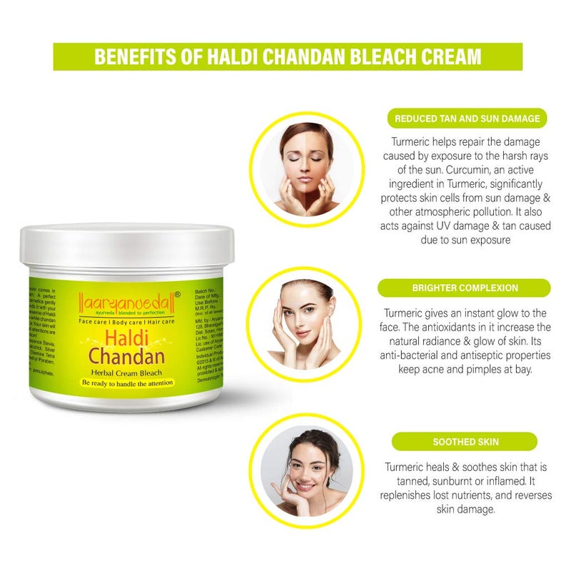 Aryanveda Haldi Chandan Herbal Bleach Cream Turmeric Sandalwood for Glowing Skin Brightening AntiAcne Smooth Skin Women Men 43g Each Pack of 10 - Image 3