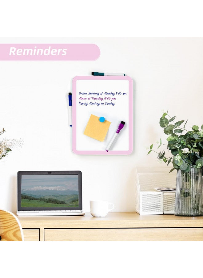 VUSIGN Small White Board Dry Erase, 8.5'' x 11'' Magnetic Dry Erase Board, Mini Whiteboard with Markers for Kids, Students, Fridge, Wall, Locker, Pink - Image 2