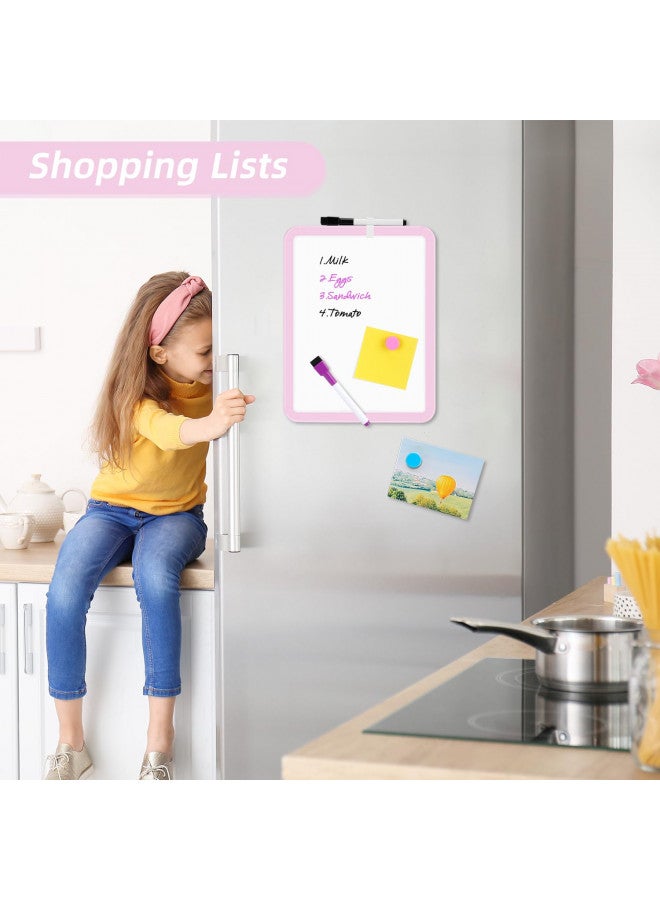 VUSIGN Small White Board Dry Erase, 8.5'' x 11'' Magnetic Dry Erase Board, Mini Whiteboard with Markers for Kids, Students, Fridge, Wall, Locker, Pink - Image 1