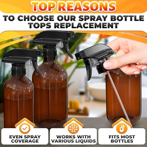 ALPENKOK 4 Pcs Spray Nozzle for Bottles - Spray Bottle Tops Replacement, Durable Plastic, Adjustable Length, 2 Spray Modes, Fits 8 Oz and 16 Oz Bottles, Good Sealable Fit for Home and Garden Use - Image 4
