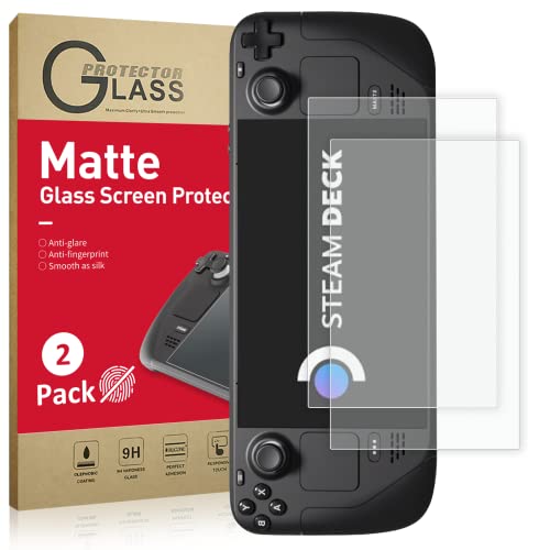 Ambison 2 Pack Matte Glass Screen Protector for Steam Deck 7.0''/Steam Deck OLED 7.4'', Anti Glare & Anti Fingerprint, High Sensitivity, 9H Tempered Glass Film, Scratch Resistant, Bubble Free - Image 1