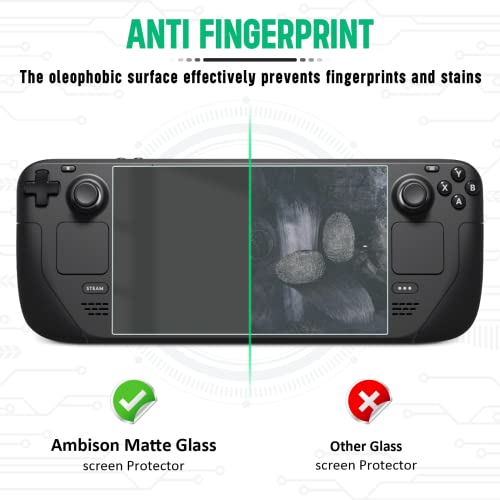 Ambison 2 Pack Matte Glass Screen Protector for Steam Deck 7.0''/Steam Deck OLED 7.4'', Anti Glare & Anti Fingerprint, High Sensitivity, 9H Tempered Glass Film, Scratch Resistant, Bubble Free - Image 5
