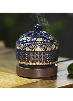 INFOSUN Ceramic Electric Incense Burner, Electronic Aroma Diffuser with Timing Temperature Adjustment and Cover, Resin Frankincense Burner, Used for Indoor Air Purification/Home Decoration/Meditation  - Image 1