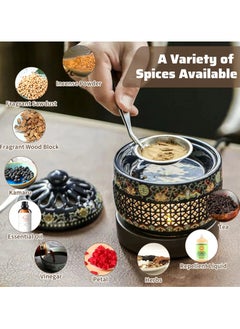 INFOSUN Ceramic Electric Incense Burner, Electronic Aroma Diffuser with Timing Temperature Adjustment and Cover, Resin Frankincense Burner, Used for Indoor Air Purification/Home Decoration/Meditation  - Image 2