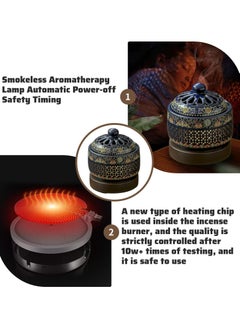 INFOSUN Ceramic Electric Incense Burner, Electronic Aroma Diffuser with Timing Temperature Adjustment and Cover, Resin Frankincense Burner, Used for Indoor Air Purification/Home Decoration/Meditation  - Image 5