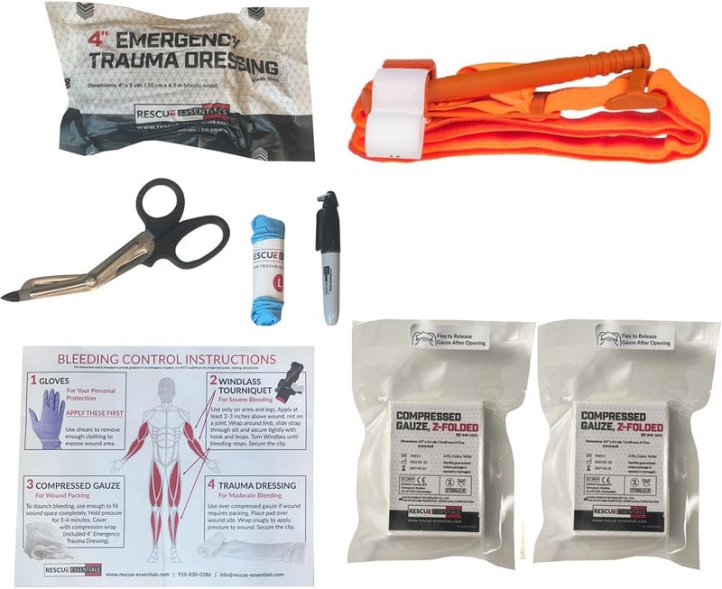 Rescue Essentials Stop The Bleed Dual Kit  Public Access for Bleeding Control IFAK Sized to Fit in an AED Cabinet Red Case with Two Complete Modules from The Rescue Essentials Brand - Image 2