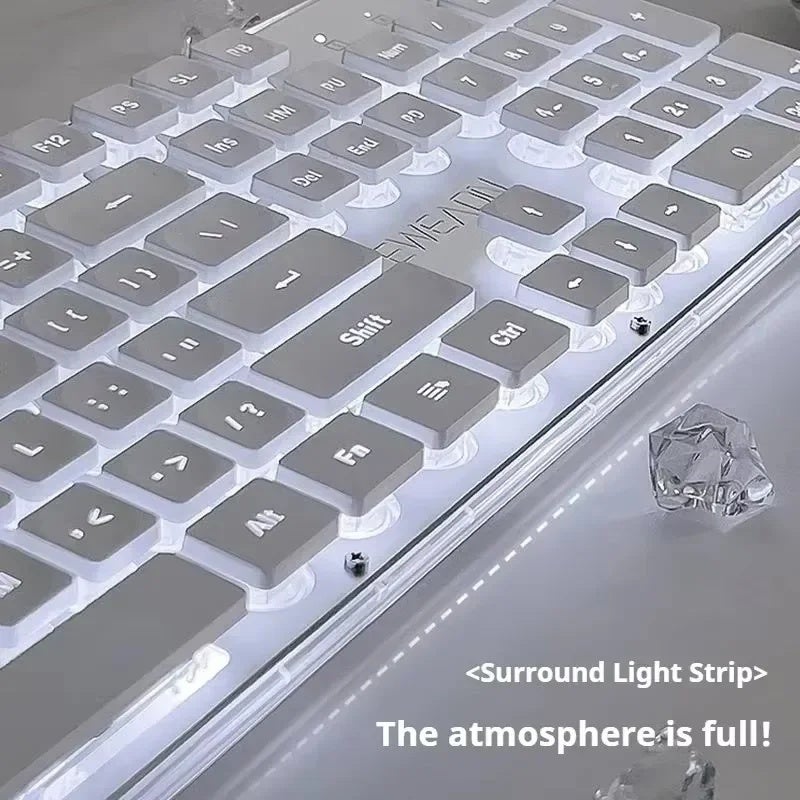 Eweadn GX710 Wired Gaming Keyboard, Silent, White Backlight, Lightweight, for PC Laptop Office - Image 1