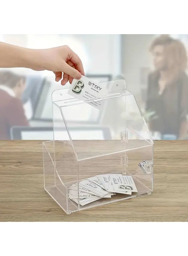 Locking Clear Acrylic Suggestion Box 1 Pc With Sign Slot Heavy Duty Wall Mount - Image 1
