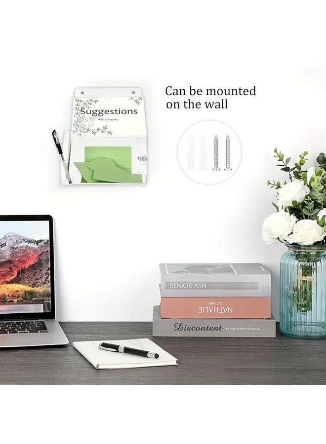 Locking Clear Acrylic Suggestion Box 1 Pc With Sign Slot Heavy Duty Wall Mount - Image 4