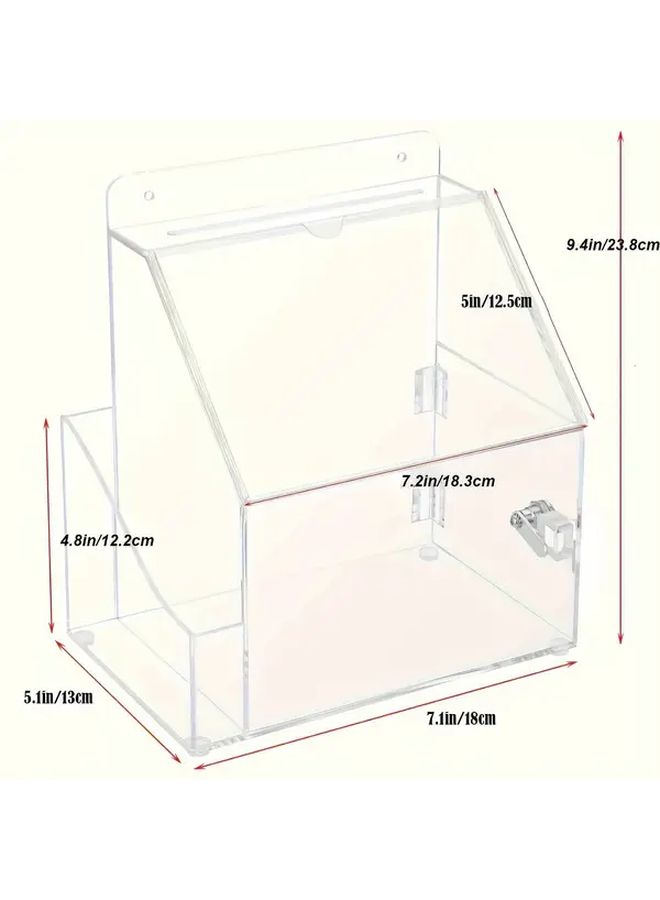 Locking Clear Acrylic Suggestion Box 1 Pc With Sign Slot Heavy Duty Wall Mount - Image 2
