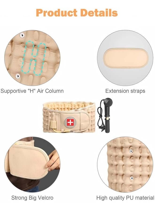 YIM-VIBEHAUS Decompression Back Belt for Lower Back Pain Relief  Inflatable Lumbar Belt with Extension strap Lower Back Support Belt Fits 29-49 Waist (Beige) - Image 3