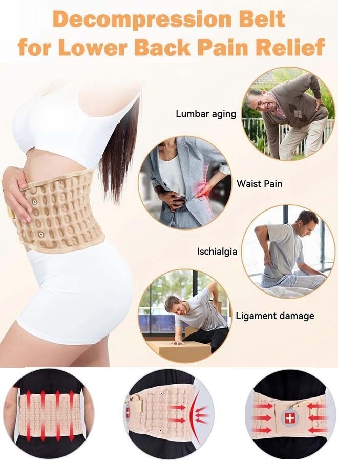 YIM-VIBEHAUS Decompression Back Belt for Lower Back Pain Relief  Inflatable Lumbar Belt with Extension strap Lower Back Support Belt Fits 29-49 Waist (Beige) - Image 4