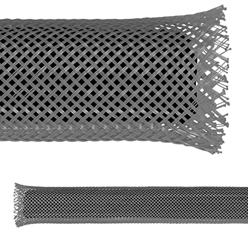 Electriduct 1/2" PET Expandable Braid Sleeving Flame Retardant Flexible Wire Mesh for Cord Management and Cable Protection - 25 Feet - Gray - Image 1