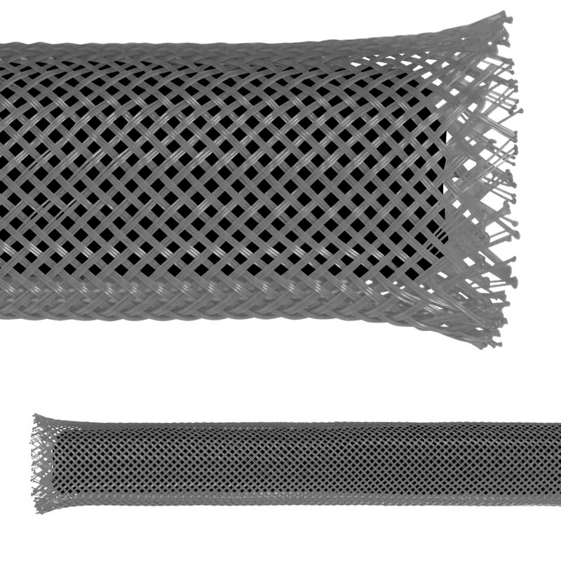 Electriduct 1/2" PET Expandable Braid Sleeving Flame Retardant Flexible Wire Mesh for Cord Management and Cable Protection - 25 Feet - Gray - Image 4