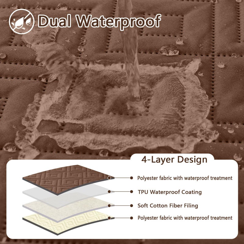 hyha Waterproof Dog Blanket, Soft Dog Bed Cover Pet Blankets, Waterproof Sofa Couch Cover for Dogs Washable, Reversible Pet Couch Covers for Sofa Furniture (30x70 Inch, Brown/Beige) - Image 2