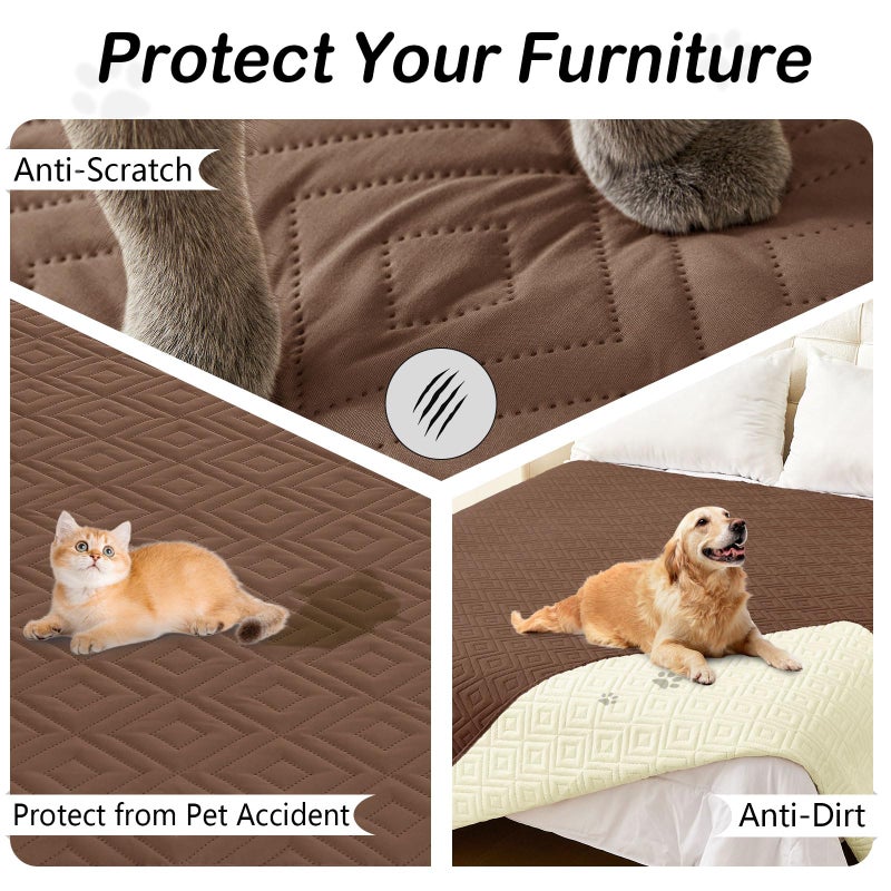 hyha Waterproof Dog Blanket, Soft Dog Bed Cover Pet Blankets, Waterproof Sofa Couch Cover for Dogs Washable, Reversible Pet Couch Covers for Sofa Furniture (30x70 Inch, Brown/Beige) - Image 3
