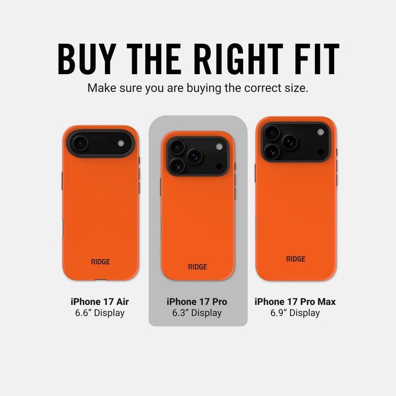 The Ridge Ridge Case Compatible with iPhone 17 PRO - Compatible with MAGSAFE & Wireless Charging, Aluminum Control Buttons, Dual-Layer Construction, TPU Bumper with Drop Protection (Basecamp Orange) - Image 2