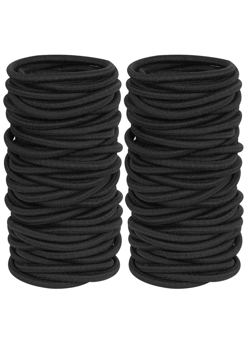 ORiTi 120 Pieces Black Hair Ties for Thick and Curly Hair Ponytail Holders Hair Elastic Band for Women or Men(4mm) - Image 1