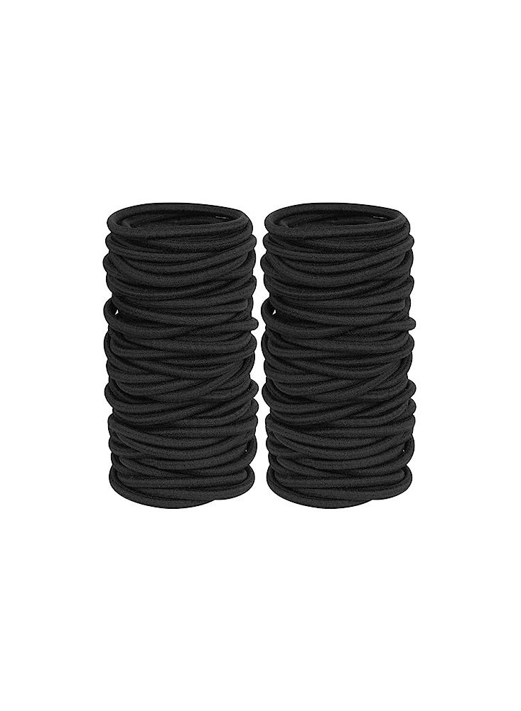 ORiTi 120 Pieces Black Hair Ties for Thick and Curly Hair Ponytail Holders Hair Elastic Band for Women or Men(4mm) - Image 5