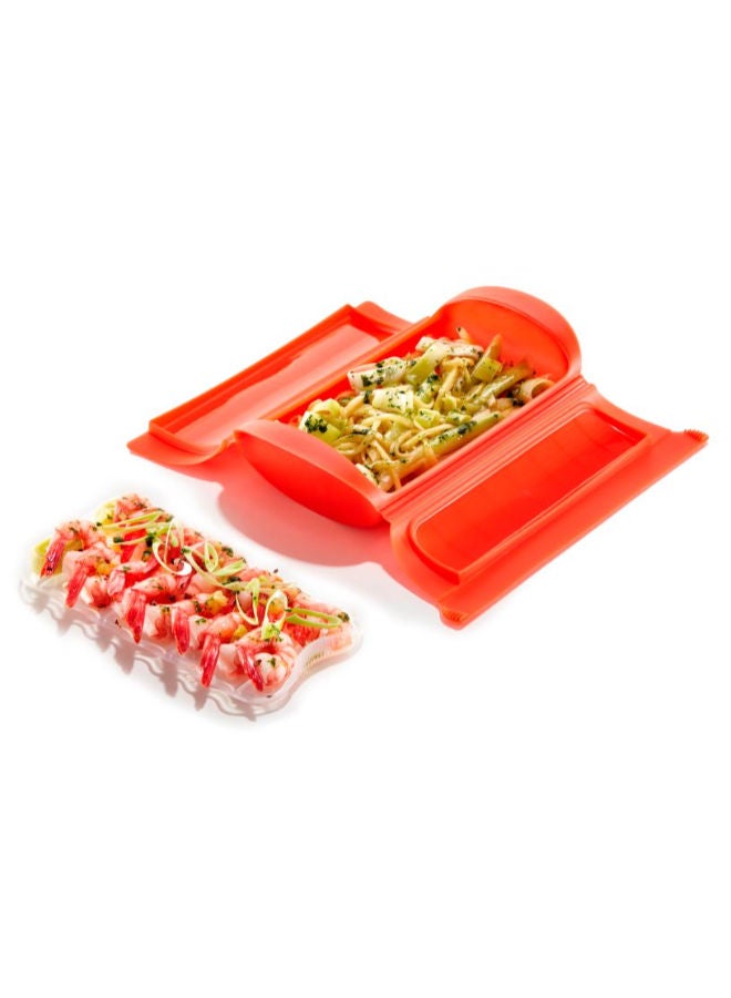 Lekue Deep Microwaveable Dish With Tray -Red