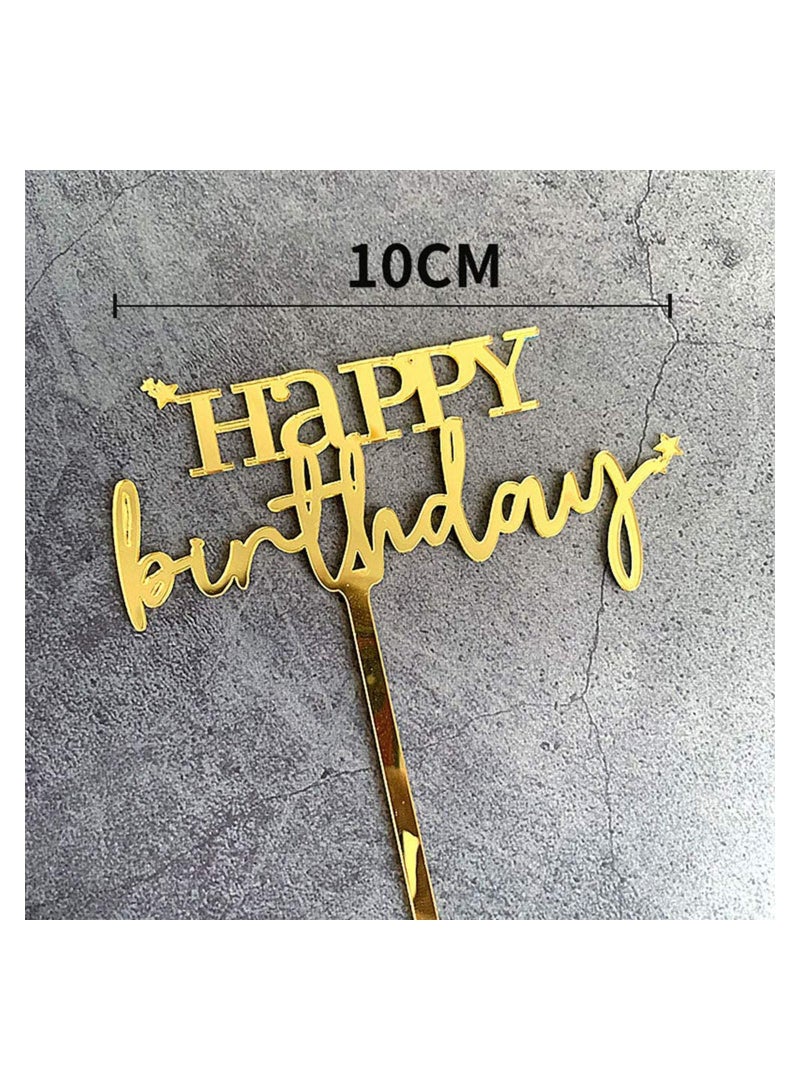 KASTWAVE 9 PCS Acrylic Cake Toppers Gold Topper, KASTWAVE Happy Birthday Cake Topper Birthday Cake Decoration Supplies for Birthday Party Anniversary Cake Pastries DIY Decorations (Happy birthday 9 Styles) - Image 4