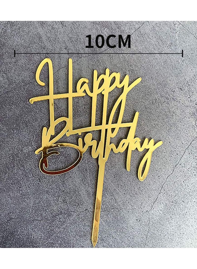KASTWAVE 9 PCS Acrylic Cake Toppers Gold Topper, KASTWAVE Happy Birthday Cake Topper Birthday Cake Decoration Supplies for Birthday Party Anniversary Cake Pastries DIY Decorations (Happy birthday 9 Styles) - Image 5