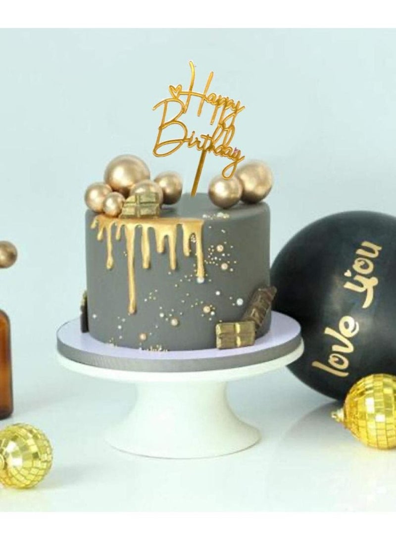 KASTWAVE 9 PCS Acrylic Cake Toppers Gold Topper, KASTWAVE Happy Birthday Cake Topper Birthday Cake Decoration Supplies for Birthday Party Anniversary Cake Pastries DIY Decorations (Happy birthday 9 Styles) - Image 2