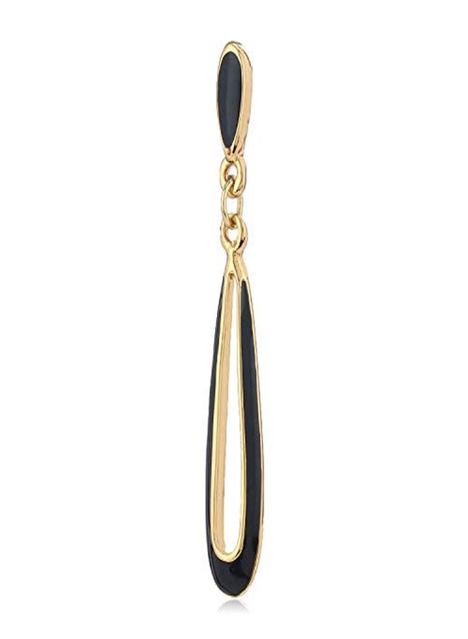 Estele Black Gold Plated Brass Enamel Drop Dangler Earrings for Women - Image 4